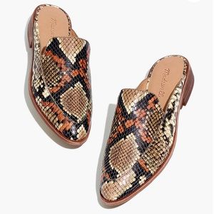 Frances loafer mule in snake embossed leather